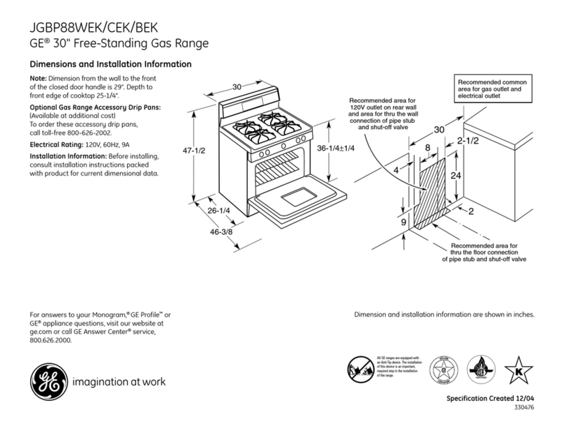 GE JGBP88BEK Dimension Guide
