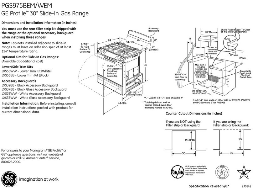 GE Profile PGS975BEM User instructions