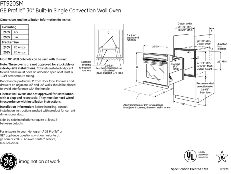GE Profile PT920SM User manual GE Profile PT920SM User manual