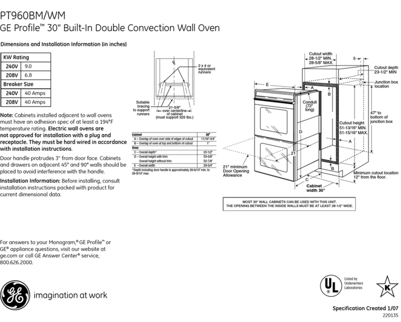 GE Profile PT960 User manual