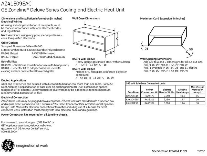 GE Zoneline AZ41E09EAC Manual