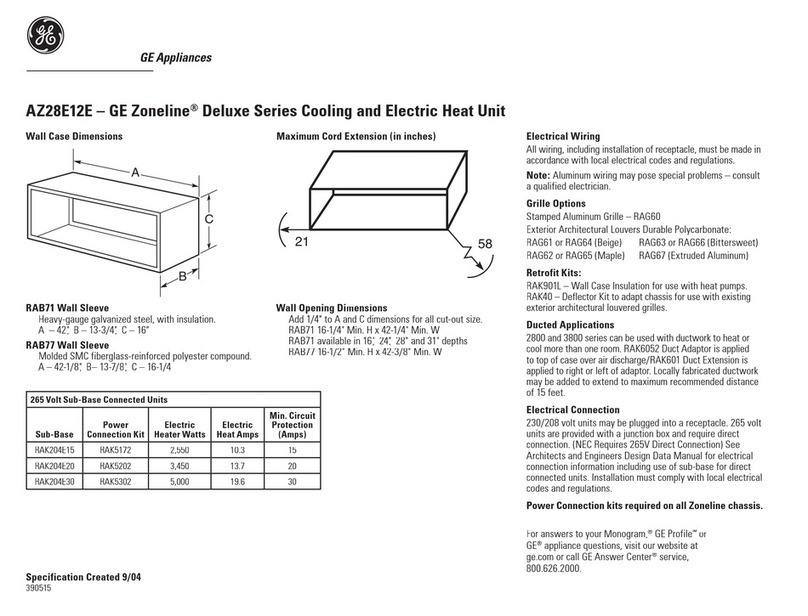 GE GE Zoneline AZ28E12E User manual