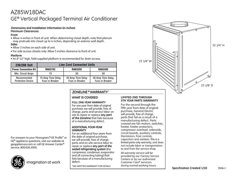 GE Zoneline AZ85W18DAC User manual