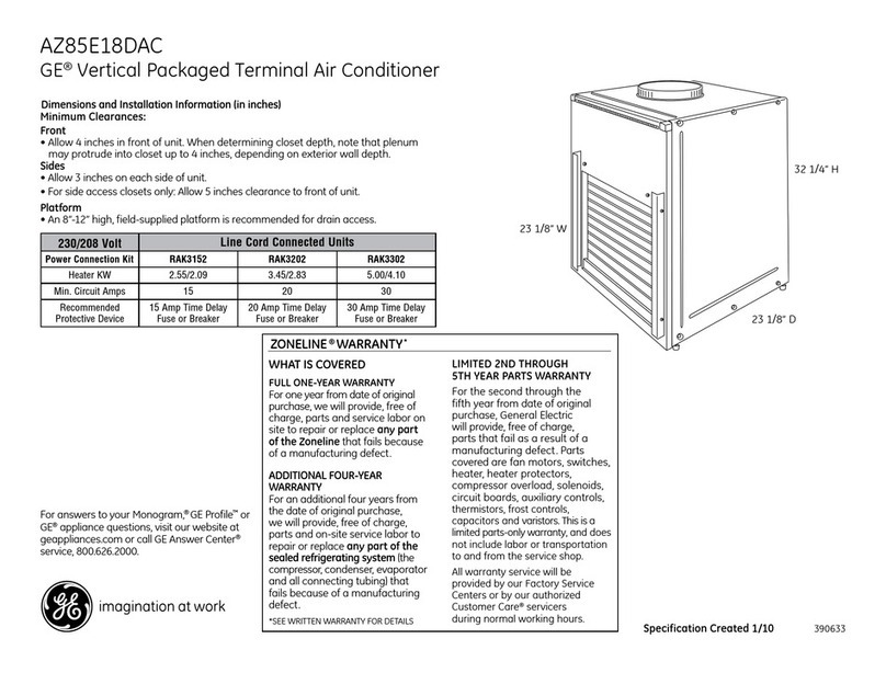 GE Zoneline AZ85E18DAC User manual GE Zoneline AZ85E18DAC User manual