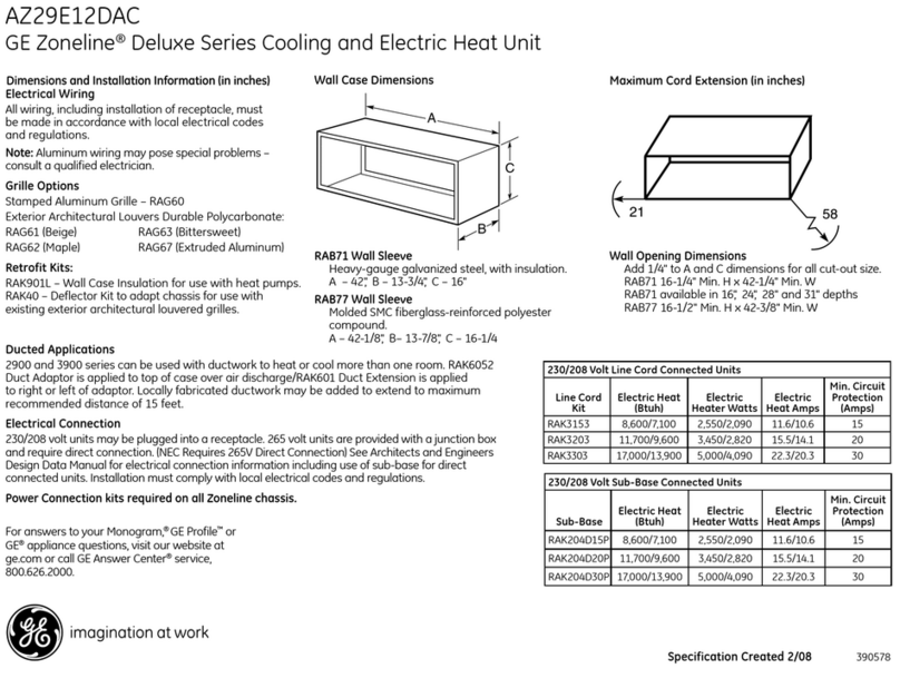 GE Zoneline AZ29E12DAC Manual
