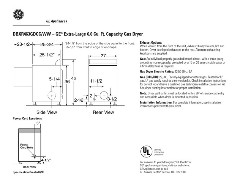 GE DBXR463GD User manual