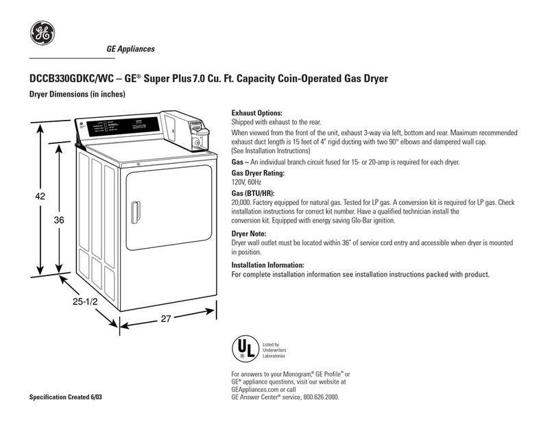 GE DCCB330GDKC Dimensions and installation information