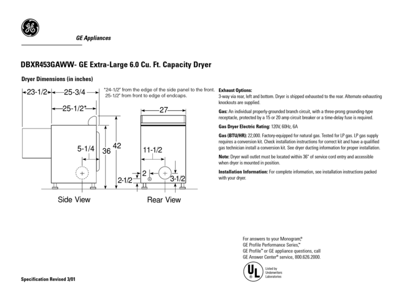 GE DBXR453EAAA Manual