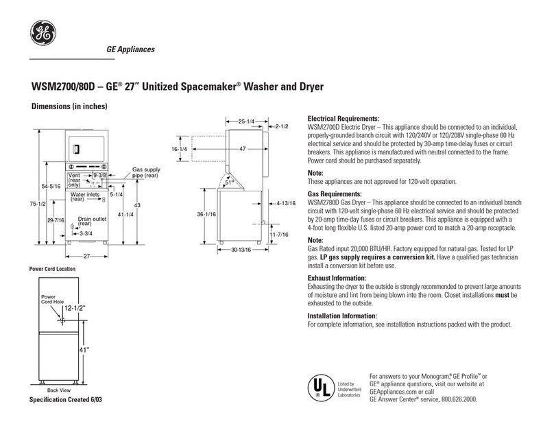 GE UNITIZED SPACEMAKER WSM2700/80D User manual