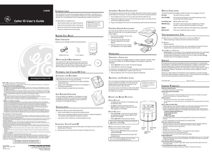 GE 2-9030 user guide