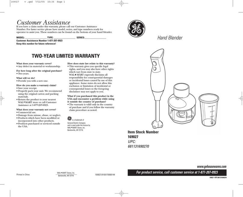 GE 169027 User manual