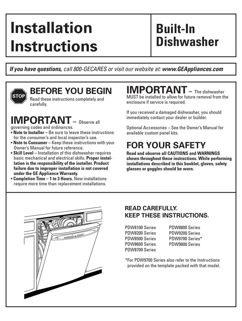 GE Profile PDW8100 Series User manual