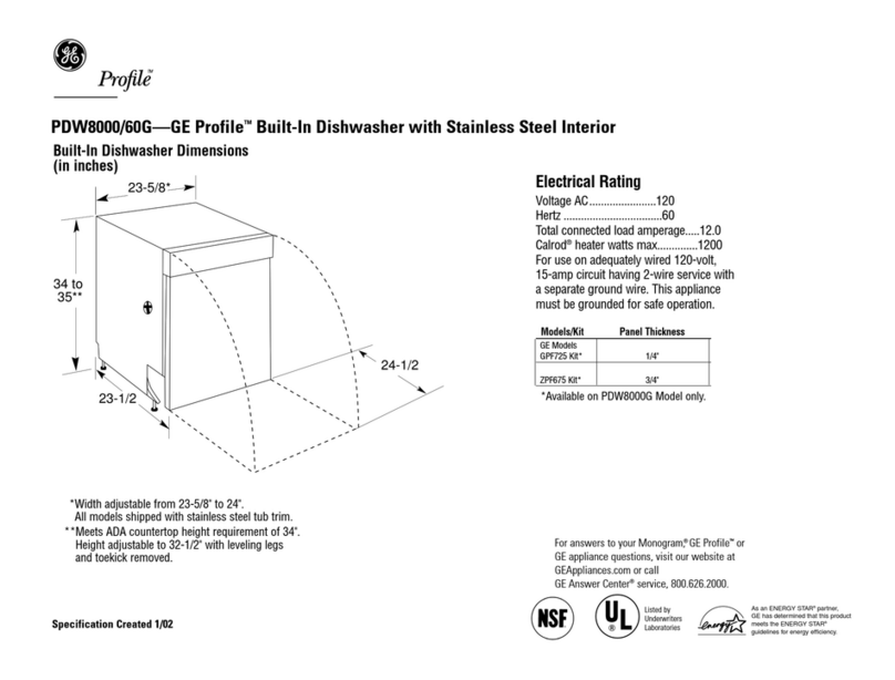 GE GE Profile PDW8000G User instructions GE GE Profile PDW8000G User instructions