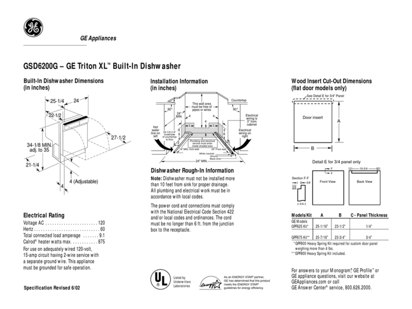 GE Triton XL GSD6200GCC User instructions