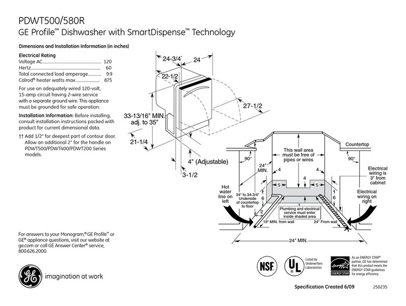GE PDWT500RWW - Profile 24 in. Dishwasher Manual
