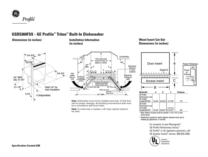 GE GE Profile Triton GPF475 User instructions GE GE Profile Triton GPF475 User instructions