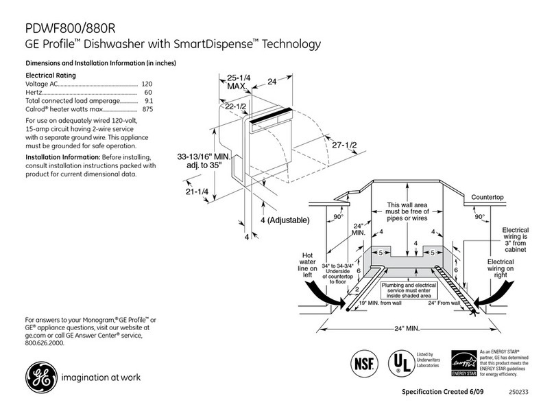 GE PDWF800RBB - Profile 24 in. Dishwasher Manual