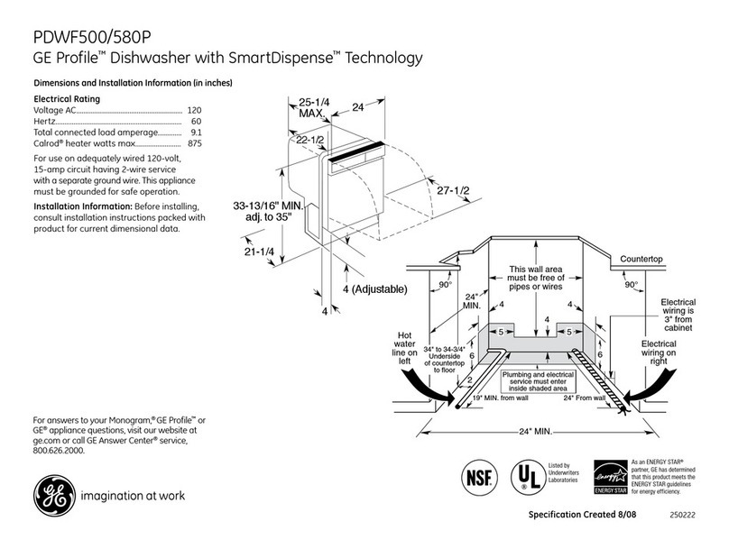 GE PDWF500PBB - Profile Dishwasher With SmartDispense... Manual
