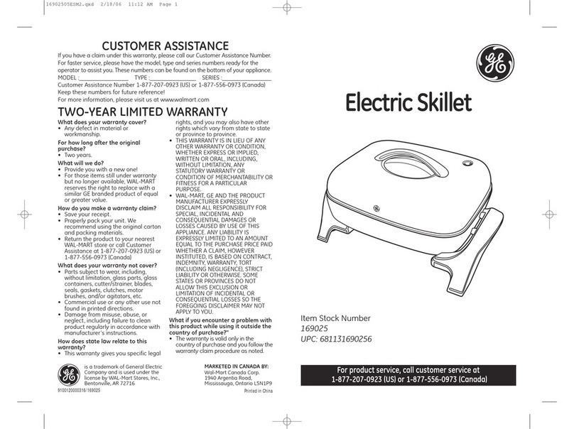 GE 169025 User manual GE 169025 User manual