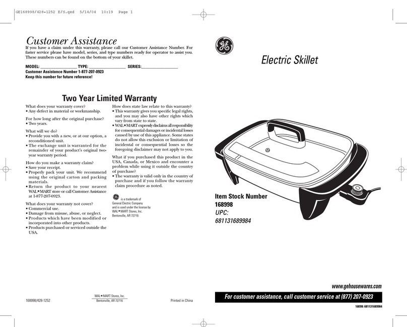 GE 168998 User manual GE 168998 User manual
