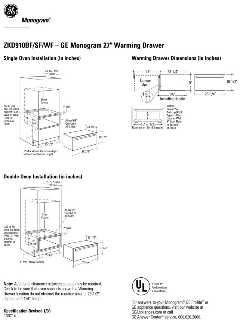 GE Monogram ZKD910BF User instructions