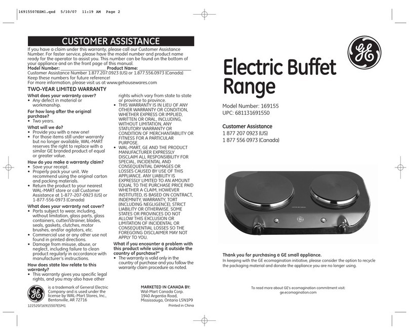 GE 169155 User manual