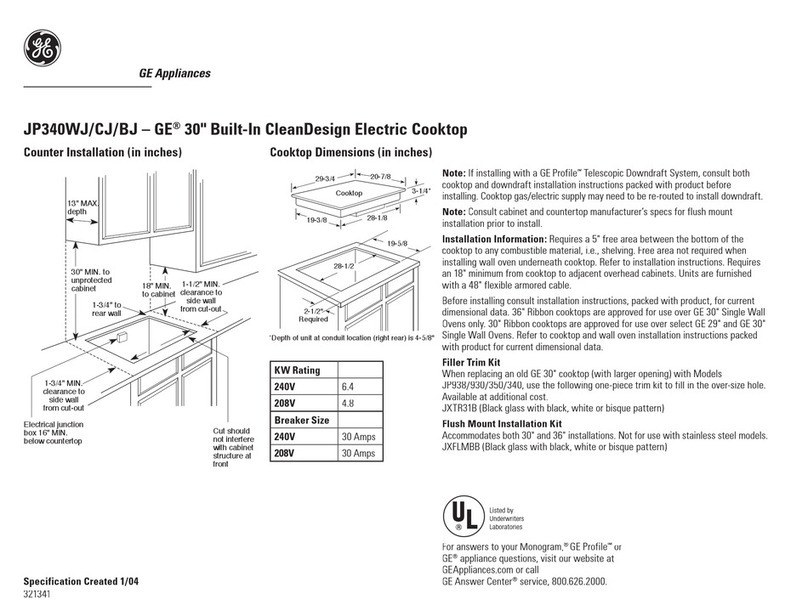 GE JP340BJ Dimensions