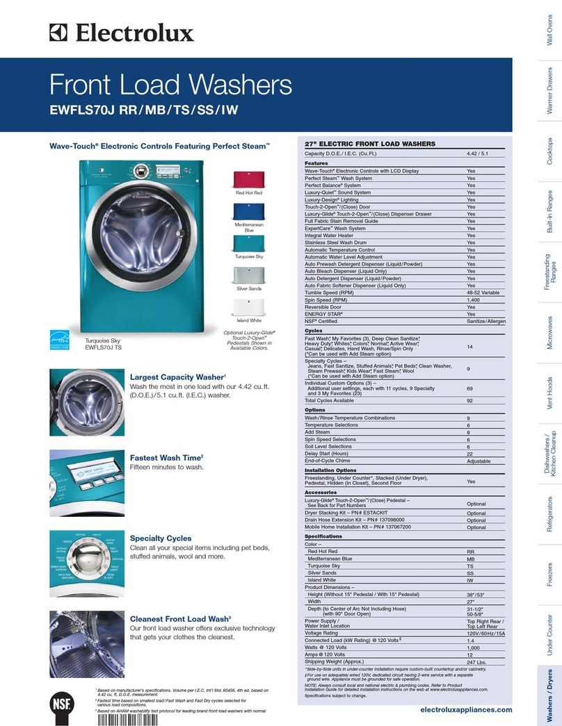Electrolux EWFLS70J RR Specifications