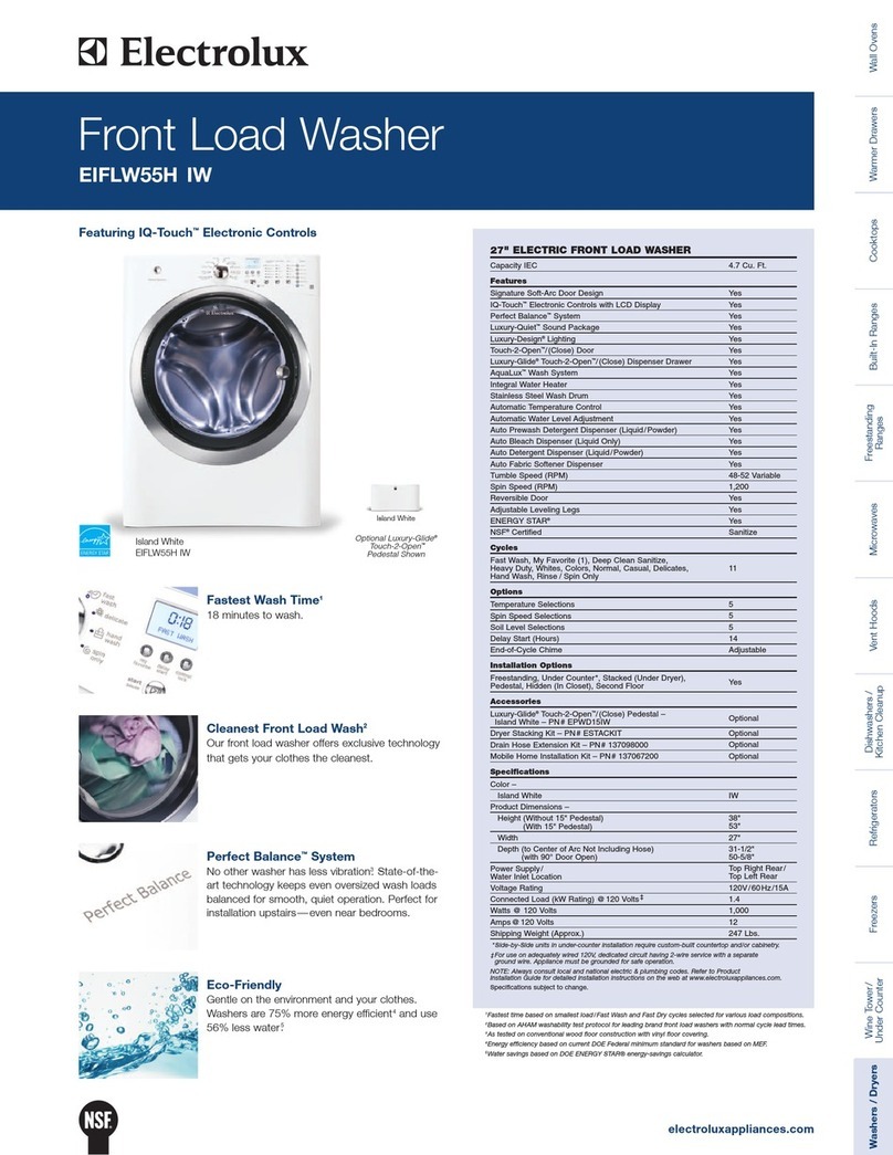 Electrolux EIFLW55HIW - 27" Front-Load Washer User manual