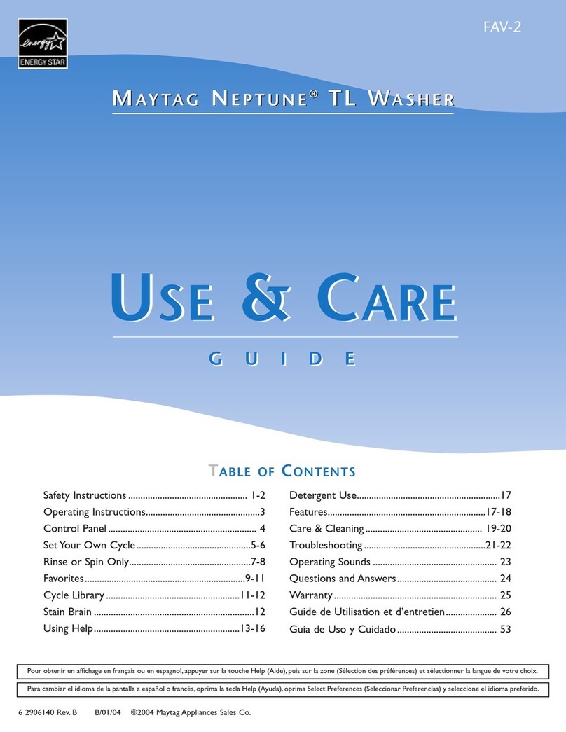 Maytag NEPTUNE WASHER User manual