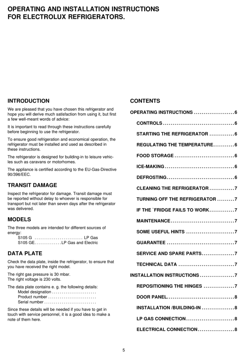 Electrolux S105GE Operating and installation instructions