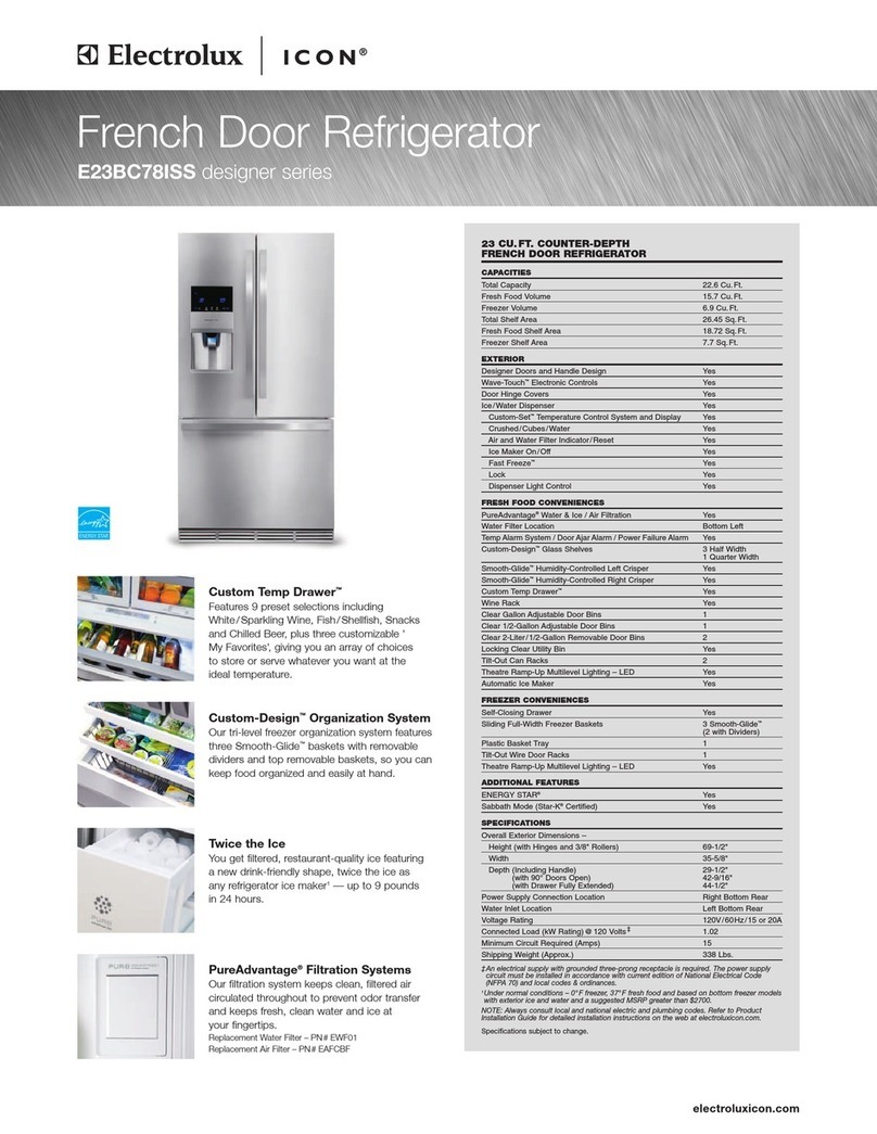 Electrolux ICON Designer E23BC78ISS Specification sheet
