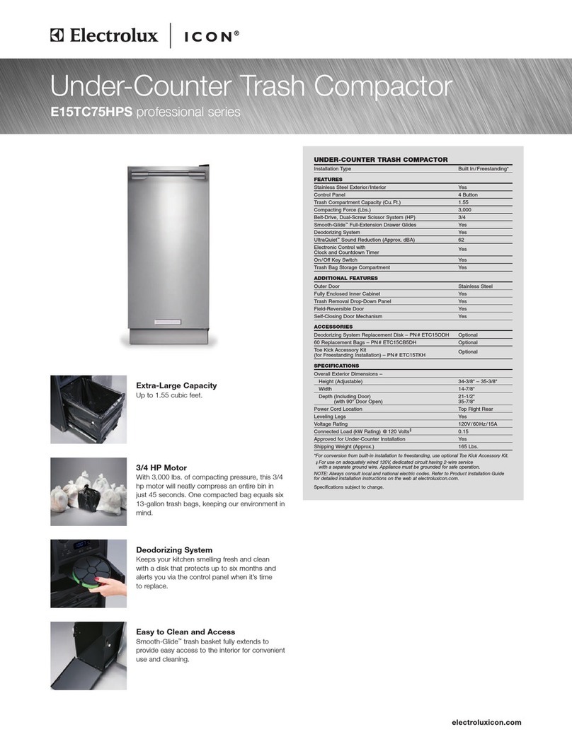 Electrolux E15TC75HPS - Fully Integrated Trash... User manual