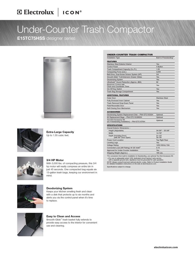 Electrolux E15TC75HSS - ICON Designer Specifications