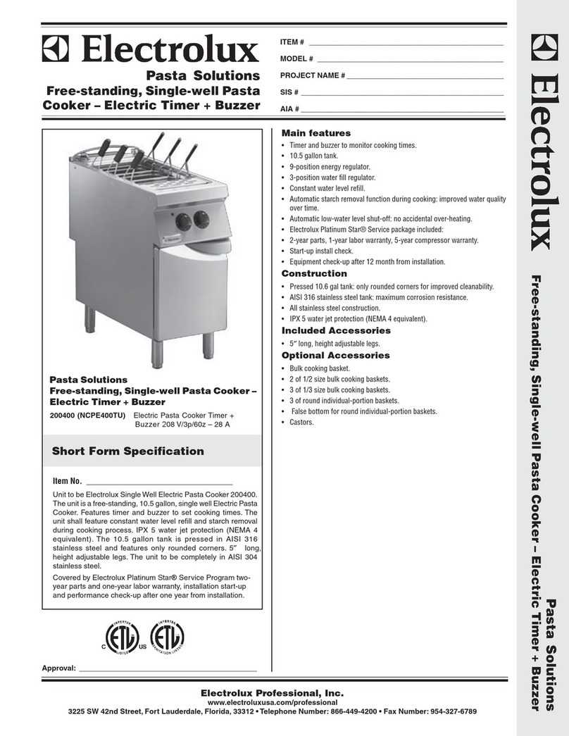 Electrolux 200400 Specification sheet