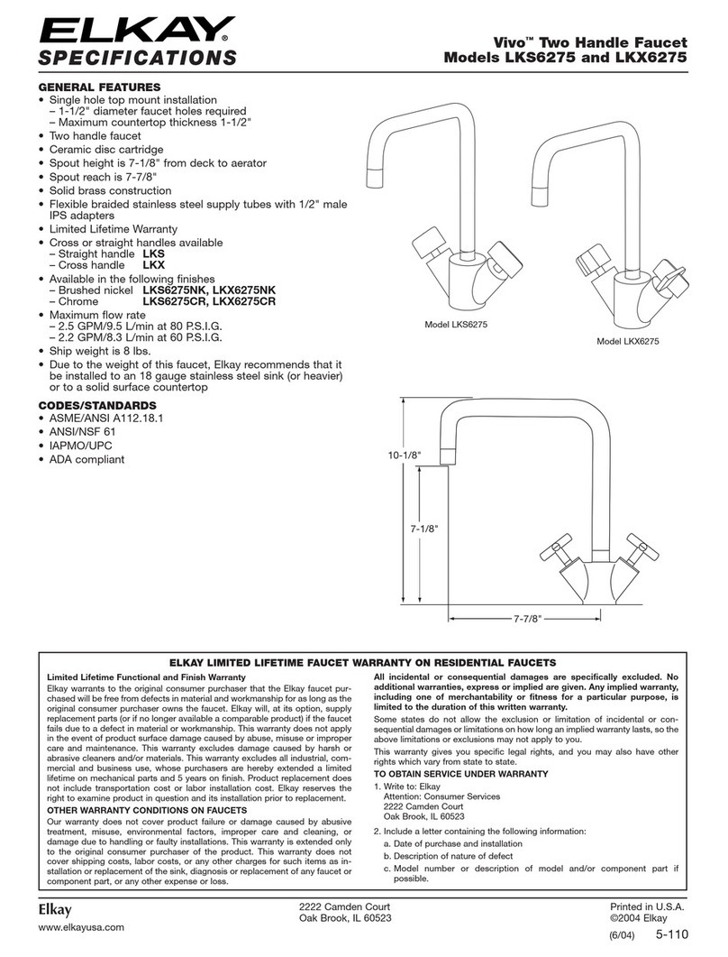 Elkay Vivo LKS6275CR Specification sheet
