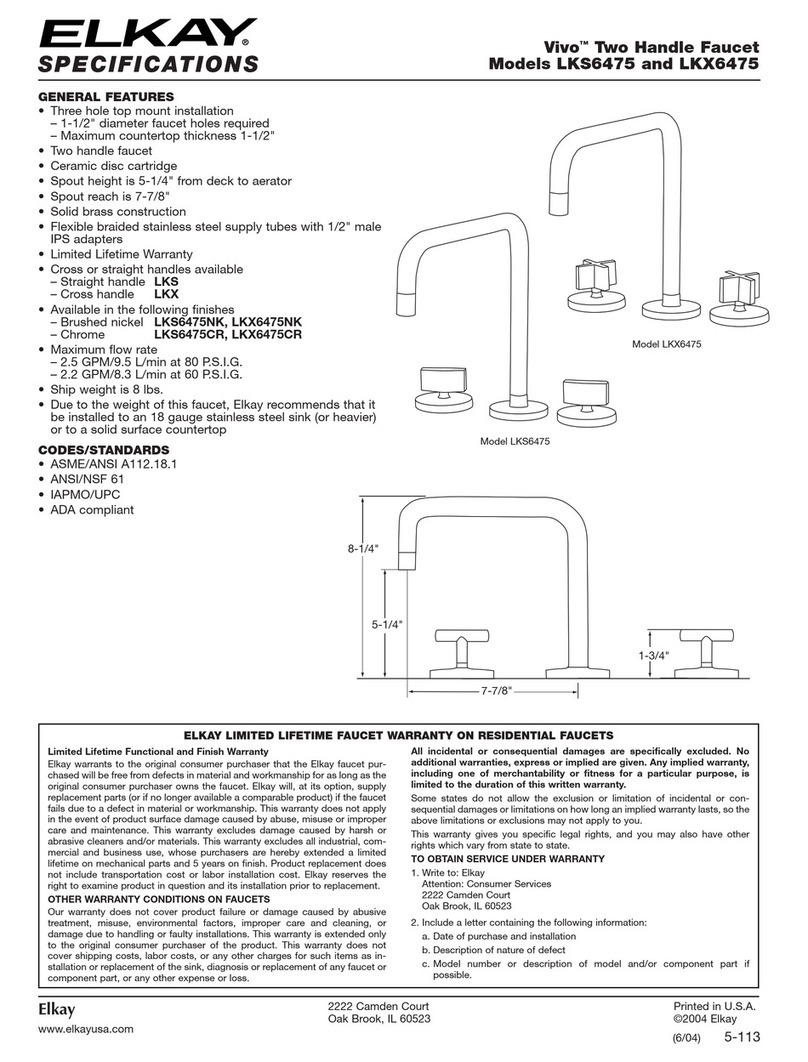 Elkay Vivo LKS6475CR User manual Elkay Vivo LKS6475CR User manual