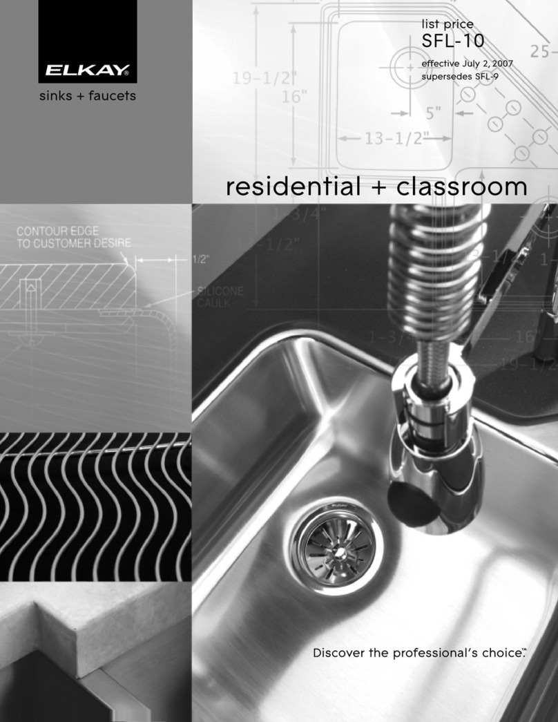 Elkay Sink SFL-10 User manual