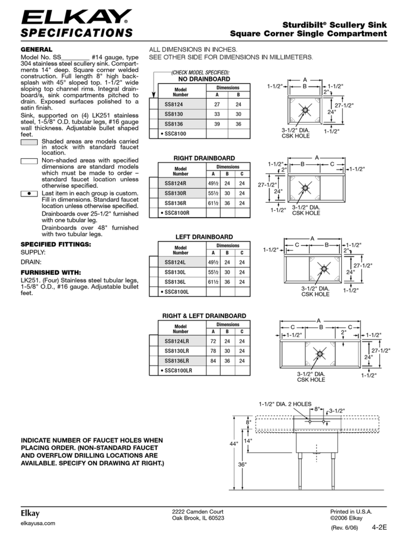 Elkay Sturdibilt SS8124L Specifications