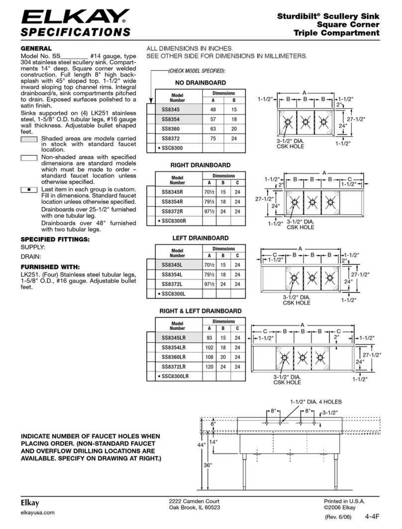 Elkay Sturdibilt SS8345 User manual Elkay Sturdibilt SS8345 User manual
