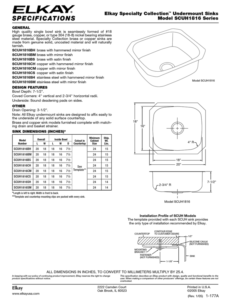 Elkay SCUH1816 Series User manual Elkay SCUH1816 Series User manual