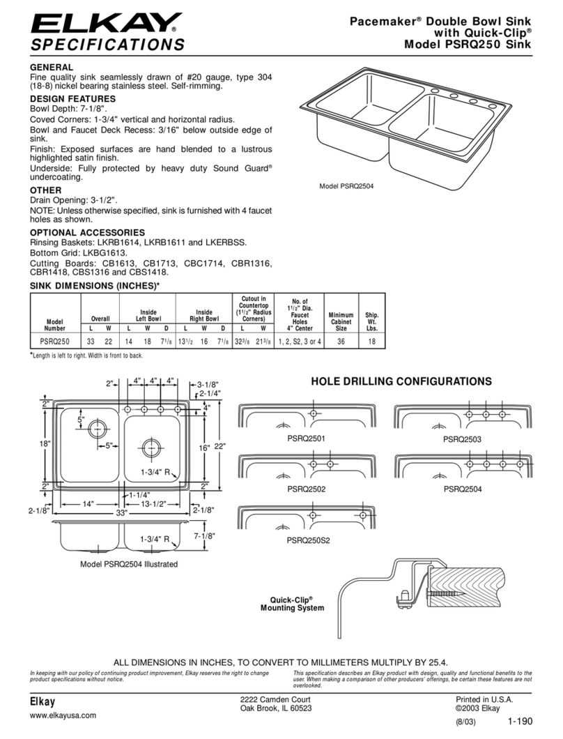 Elkay Pacemaker PSRQ250 User manual Elkay Pacemaker PSRQ250 User manual