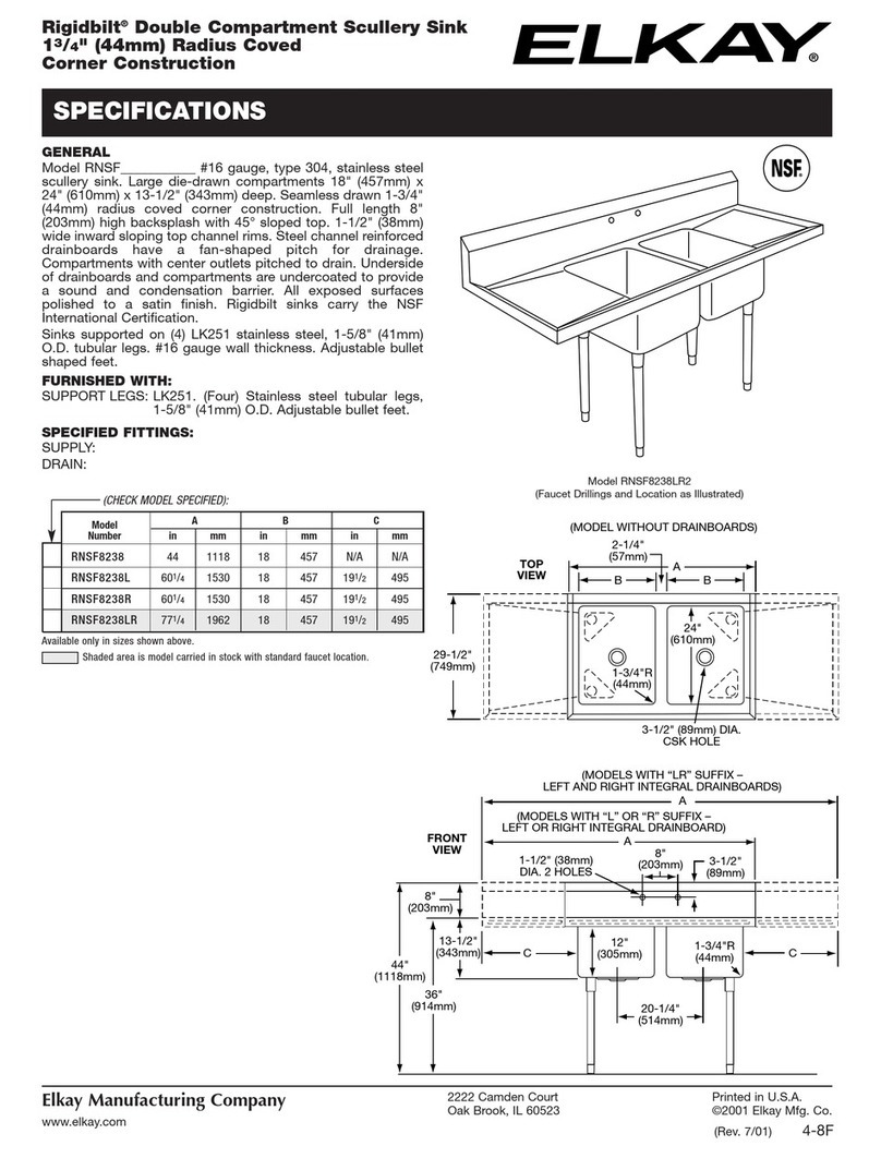Elkay Rigidbilt RNSF8238 User manual
