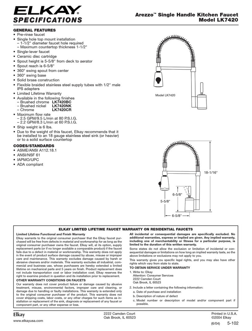 Elkay Arezzo LK7420BC Specifications