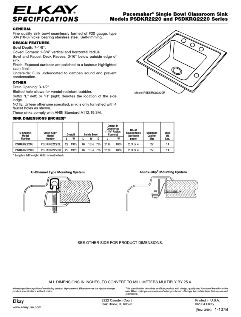 Elkay PSDKR2220 Specifications