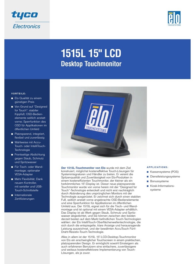 Elo TouchSystems 1515L Technische Daten Elo TouchSystems 1515L Technische Daten