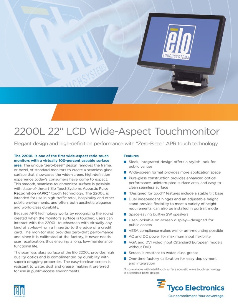 Elo TouchSystems 2200L Specification sheet