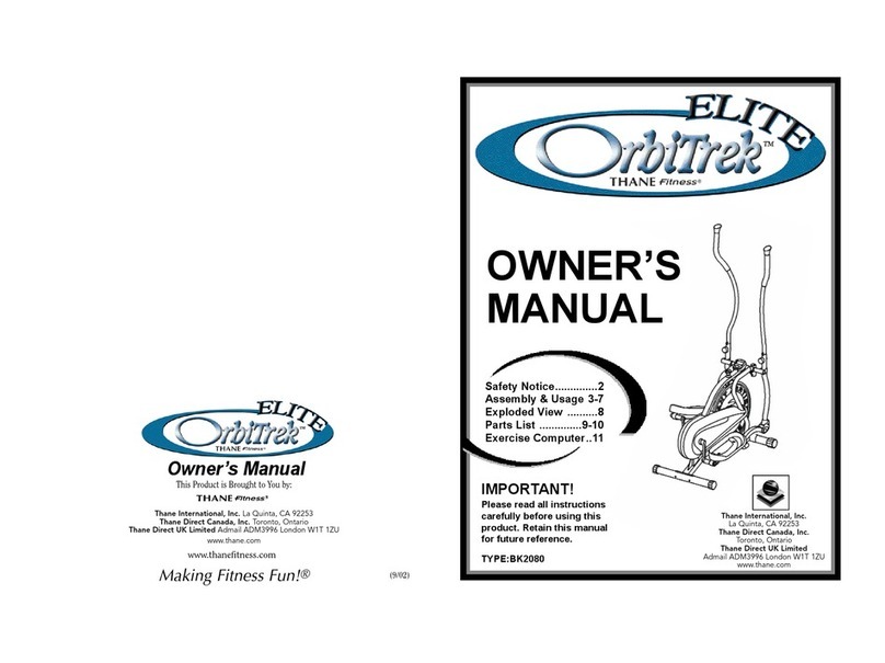 Thane Fitness Orbitrek Elite BK2080 owner's manual