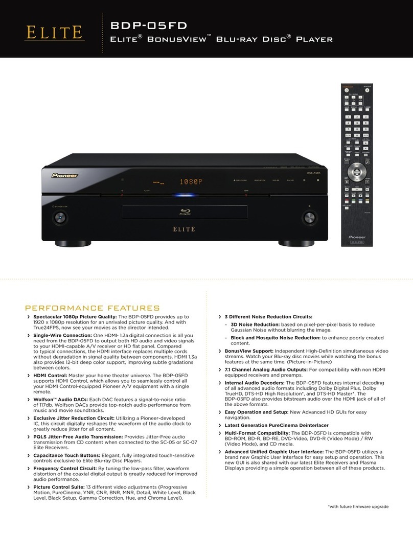 Pioneer BDP-05FD - Elite Blu-Ray Disc Player Specifications