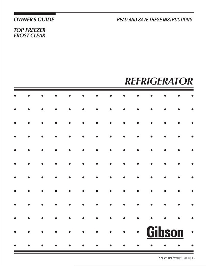 Gibson Top Freezer Frost Clear Refrigerator User manual